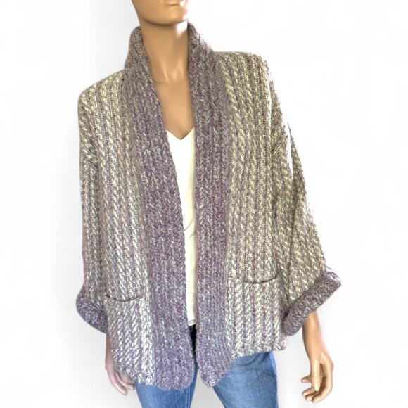 Vintage Tapestries Ireland Helena Ruuth Wool Cardigan Hand Knit Purple - Picture 1 of 9